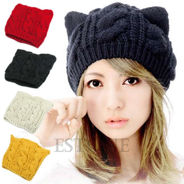 Gorro De Inverno Orelha De Gato Crochê Trançado